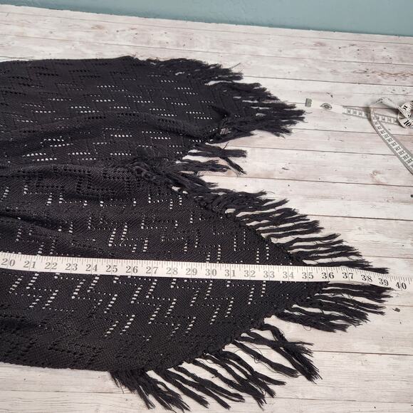 Decree Boho Waterfall Fringe Hooded Cardigan Size XL - Picture 7 of 8